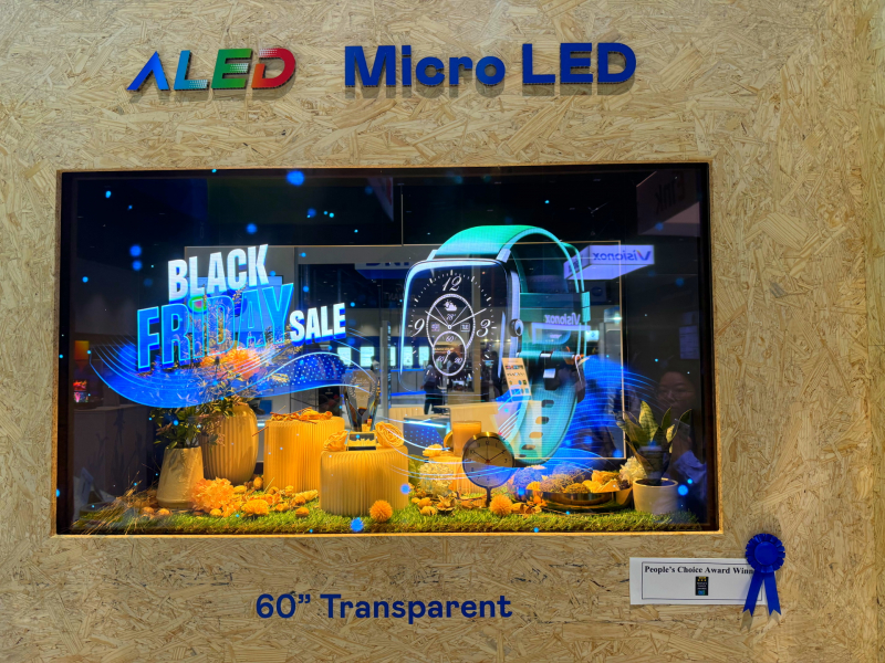 leyu官网60吋高透明度Micro LED显示器获”最佳Micro LED技术应用奖”，将Micro LED面板透明化之设计特性极致发挥，以可扩展性无缝拼接技术打造，具备600 nits全画面亮度、大于60%穿透率及超过NTSC 110%的优异广色域表现，可依需求灵活应用于各种场域